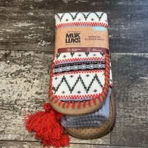Muk Luks Slipper Socks Womens S/M 5-7 Knit Slip Resistant‎ Warm Lined Cozy NWT